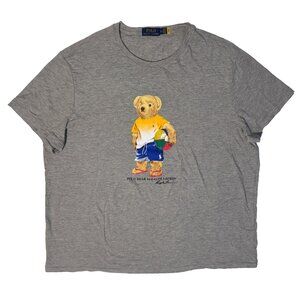 Polo Ralph Lauren Beach Ball Polo Bear Gray Tshirt - XL Graphic Crew-Neck